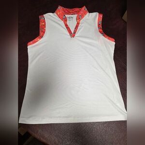 Coral Bay White Tank with Vibrant Red Accents